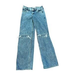 Abercrombie Kid's Girl's Blue Low Rise Distressed Baggy Jeans Size 7/8